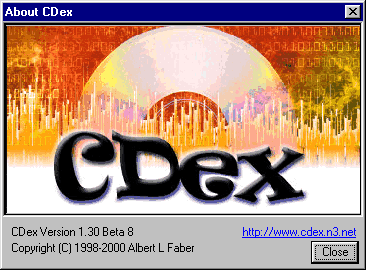 About CDex v1.30 Beta 8