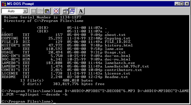 lame v3.81 and 3.87 beta mp3 decoding quality test results