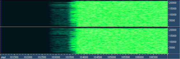 l3dec correctly decodes the start of a burst of white noise