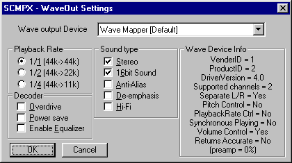 SCMPX Waveout Settings