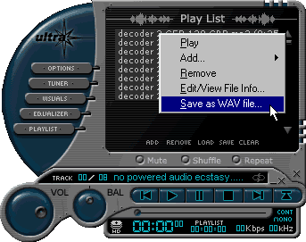 Decoding mp3s with Ultra Player