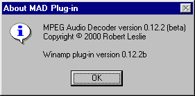 about the Winamp MAD decoder plug-in v0.12.2B