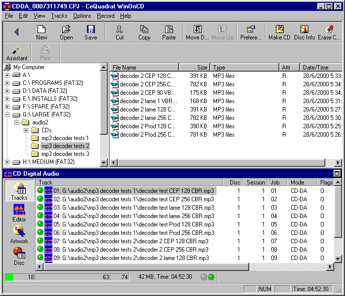 WinOnCD 3.6 in use