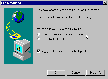 Opening the file using Internet Explorer