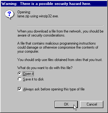Opening the file using Netscape